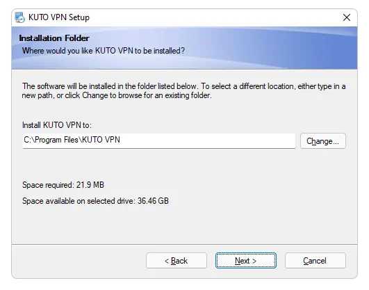 Установка KUTO VPN